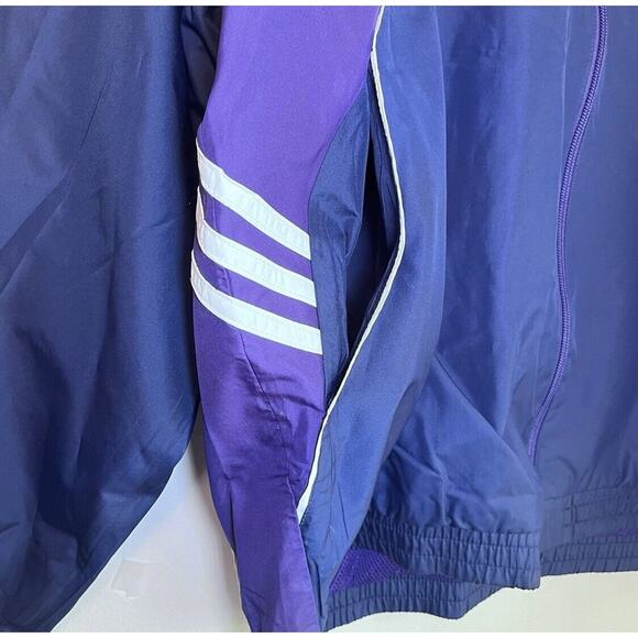 Vintage Adidas Windbreaker Track Jacket Hoodie White Stripe Y2K Size Large - Picture 11 of 14